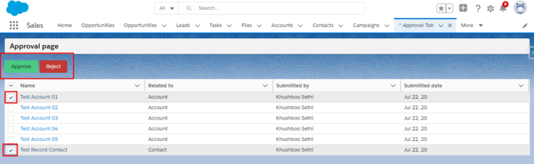 lightning component, mass approval or rejection in lightning component