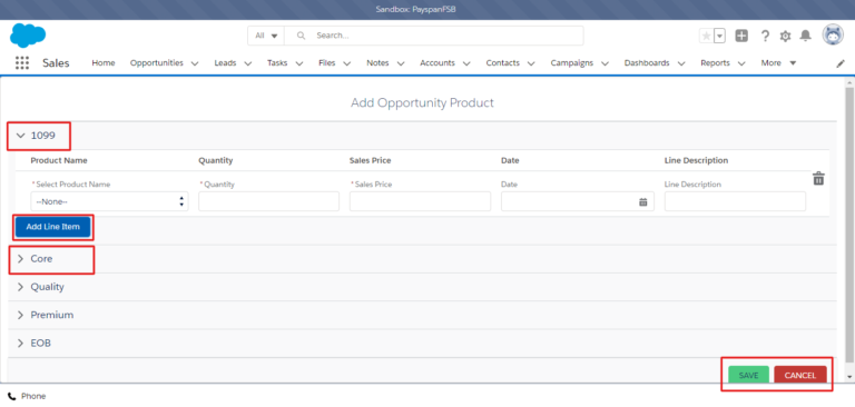 salesforce opportunity line