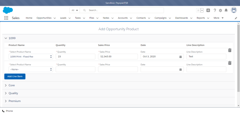 salesforce opportunity line