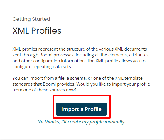 create or import an XML profile