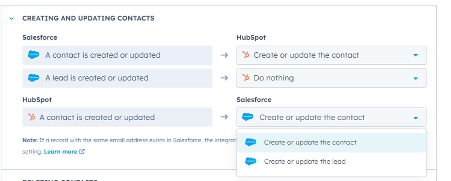 Create or update the contact