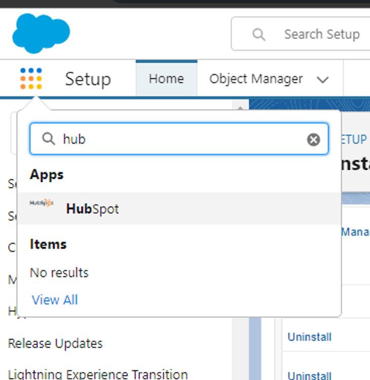 the Hubspot app will be installed in your org