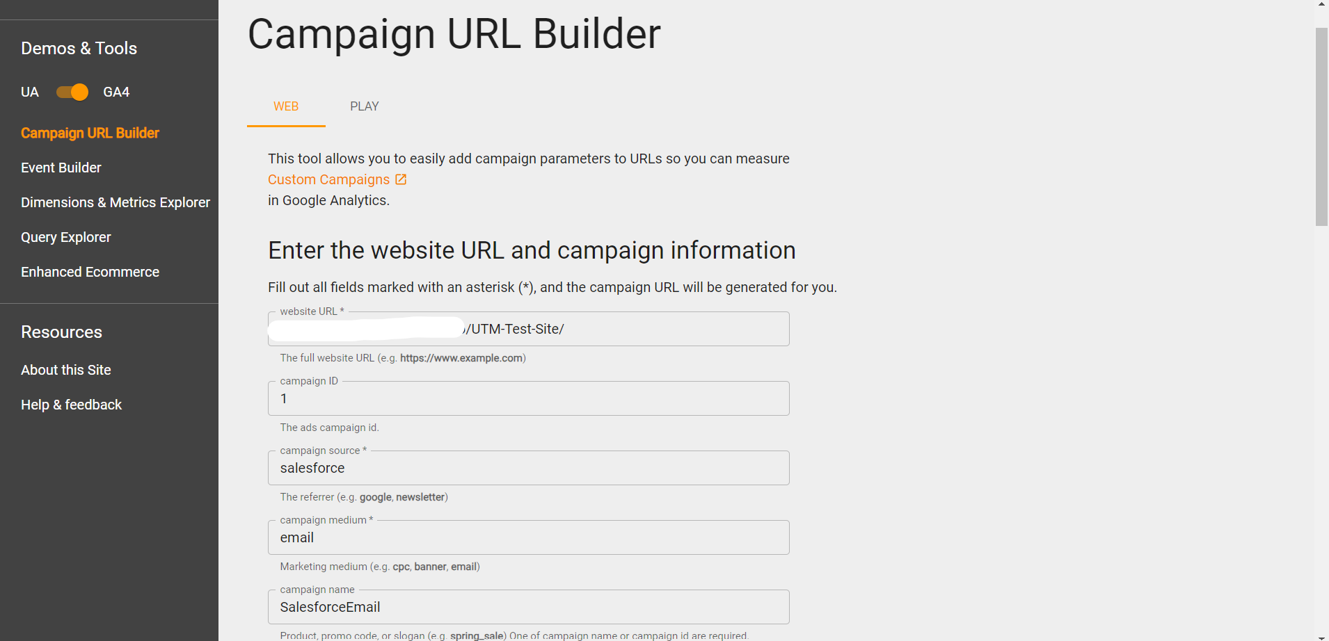 it will generate a link with UTM parameters