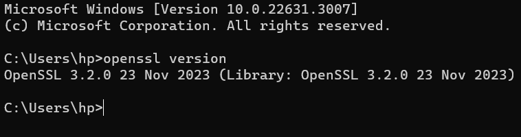 run this command “openssl version