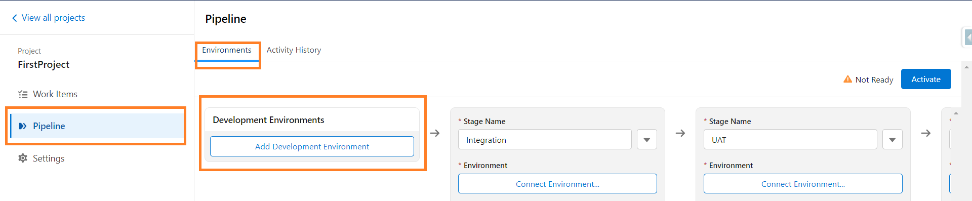 Development Environment Button