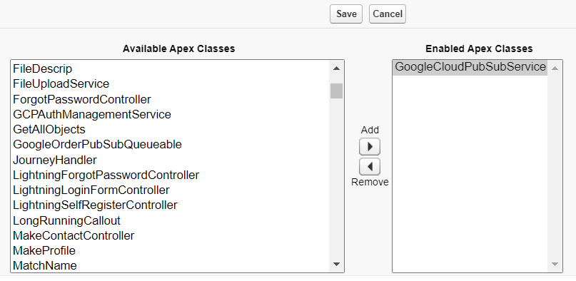 Enabled Apex Classes