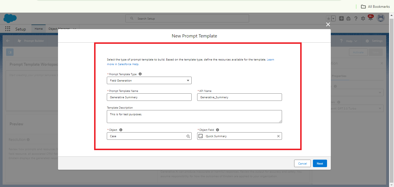 New Prompt Template